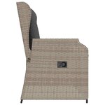 vidaXL Banc inclinable de jardin et coussins gris clair résine tressée