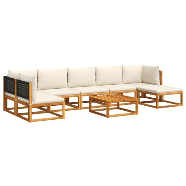 vidaXL Ensemble de canapés de jardin 8 pièces avec coussins en bois d'acacia et rotin