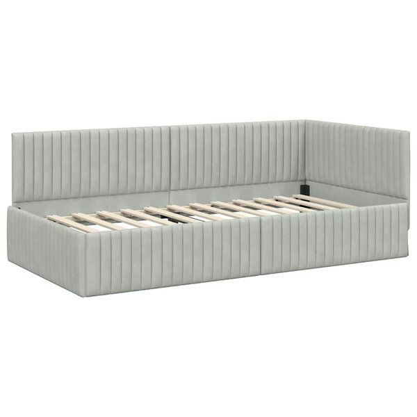 vidaXL Cadre de lit d'angle Gris clair 90 x 200 cm Velours
