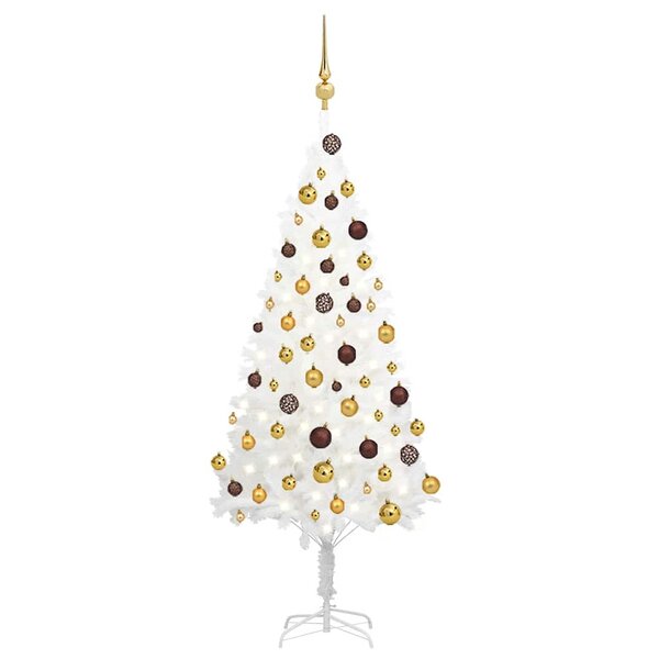 vidaXL Arbre de Noël artificiel pré-éclairé et boules blanc 120 cm