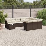 vidaXL Salon de jardin et coussins 11 Pièces marron résine tressée