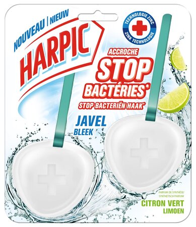 Bloc WC Stop Bactéries Javel Parfum Citron Vert - 2 Blocs HARPIC