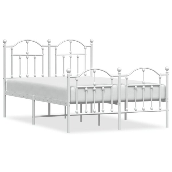 vidaXL Cadre de lit métal sans matelas et pied de lit blanc 120x200 cm