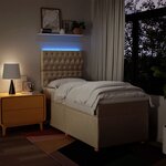 vidaXL Sommier à lattes de lit avec matelas Crème 90x200 cm Tissu
