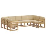 vidaXL Ensemble de canapés d'extérieur 9 Pièces Blanc et Beige