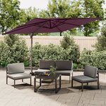 vidaXL Parasol cantilever à double toit Bordeaux Rouge 300x300 cm