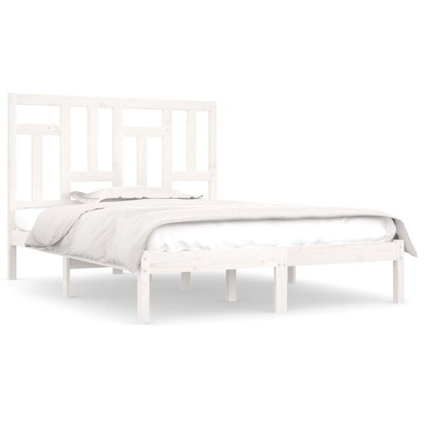 vidaXL Cadre de lit sans matelas blanc 200x200 cm bois massif de pin