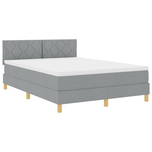 vidaXL Lit Box Spring avec matelas & LED Gris Clair 140x190 cm Tissu