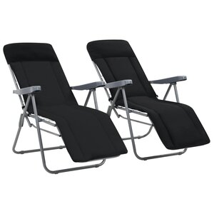 vidaXL Chaises pliables de jardin avec coussins lot de 2 Noir