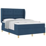 Lit Box Spring vidaXL avec Matelas - Bleu  160x200 cm  Tissu