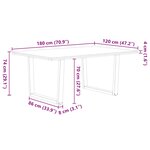 vidaXL Table à manger avec bord naturel 180x100x74cm bois massif chêne