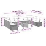 vidaXL Ensemble de canapé de jardin avec coussin 11 Pièces Noir polyrotin