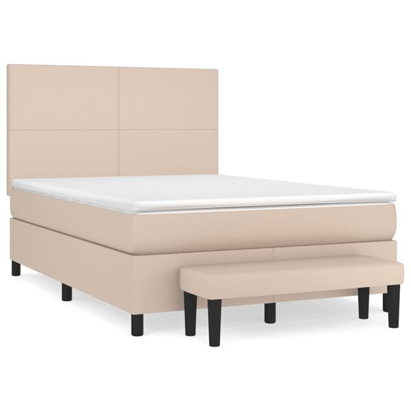 vidaXL Sommier à lattes de lit avec matelas Cappuccino 140x190 cm