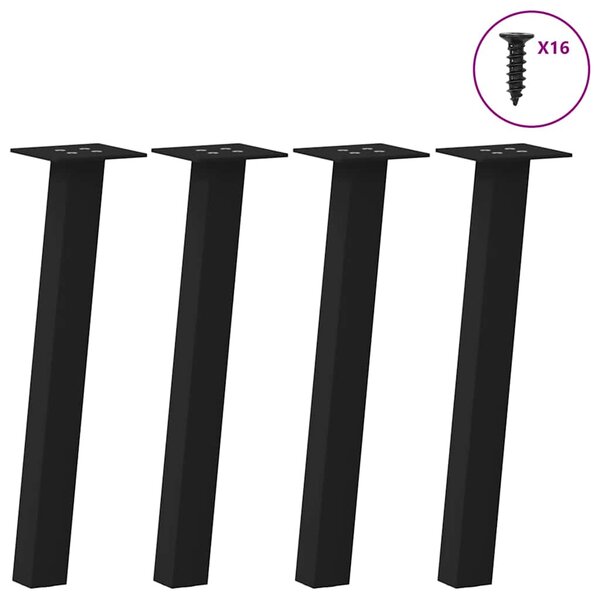 vidaXL Pieds de table basse 4 pièces Noir 42 cm Acier