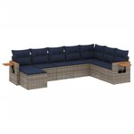 vidaXL Salon de jardin 8 Pièces avec coussins gris résine tressée