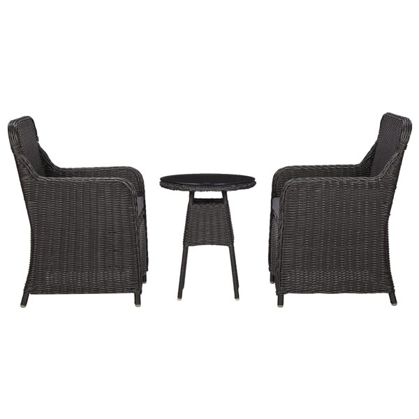 vidaXL Mobilier de bistro 3 Pièces avec coussins Résine tressée Noir