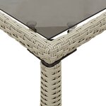 vidaXL Table de jardin dessus en verre gris clair 115x54x74 cm rotin
