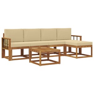 vidaXL Ensemble de canapés d'extérieur 6 Pièces Naturel et Beige
