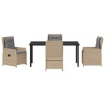 vidaXL Ensemble de salle à manger pour jardin 5 Pièces Beige polyrotin