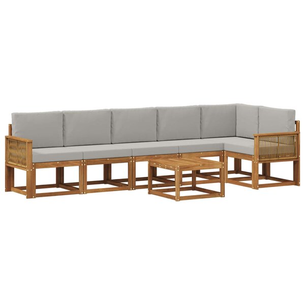 vidaXL Ensemble de canapés d'extérieur 7 pc Naturel et gris clair