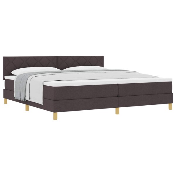vidaXL Lit à ressorts avec coussin Marron foncé 200 x 200 cm tissu