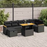 vidaXL Salon de jardin 5 Pièces avec coussins noir résine tressée