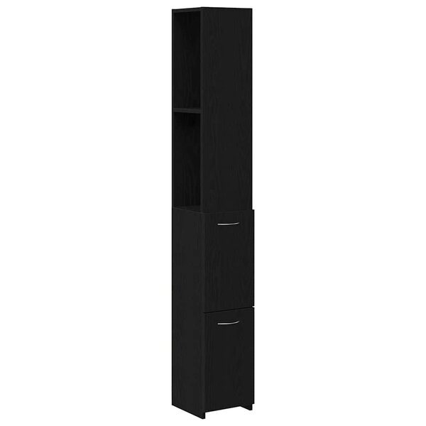 Meuble de salle de bain vidaXL Noir Chêne 25x25x170 cm en bois d'ingénierie