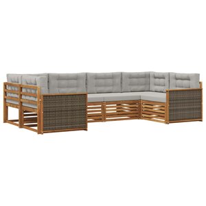 vidaXL Ensemble de canapés d'extérieur 6 Pièces Naturel et gris clair