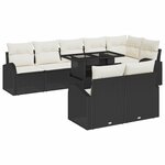 vidaXL Ensemble de canapé de jardin avec coussin 9 Pièces Noir et crème