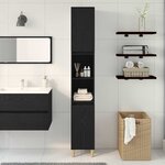 vidaXL Cabinet de salle de bain avec porte Chêne noir 30 x 30 x 190 cm