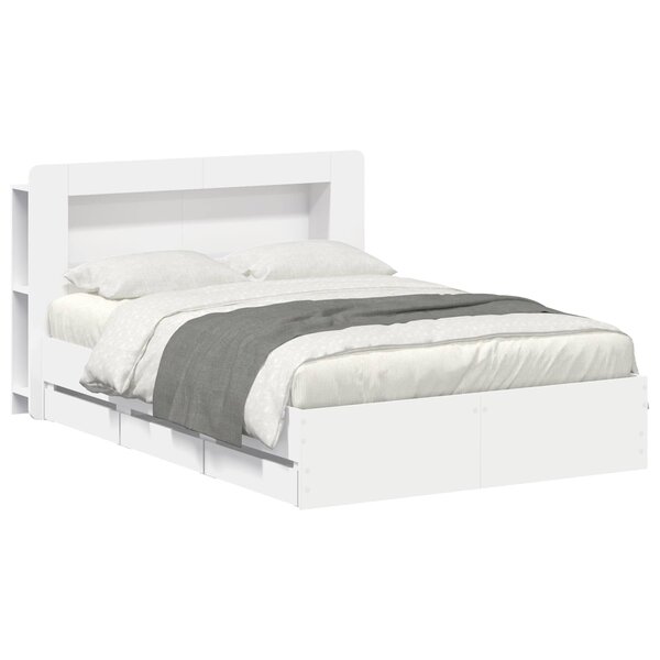 vidaXL Cadre de lit avec rangement avec tête de lit Blanc 150 x 200 cm