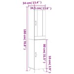vidaXL Buffet haut Gris béton 34 5x34x180 cm Bois d'ingénierie