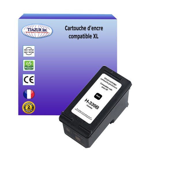 Cartouche compatible avec HP PhotoSmart C4110 C4140 C4150 D5060 D5065 D5069 D5100 D5145 D5155 D5160 remplace HP 339 (C8767EE) Noire 25ml - T3AZUR