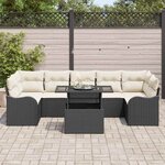 vidaXL Ensemble de canapé de jardin avec coussin 8 Pièces Noir Poly rotin