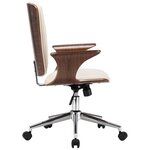 Chaise fauteuil siège pivotante de bureau informatique étude similicuir et bois courbé crème 02_0024097