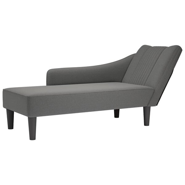 vidaXL Fauteuil long avec accoudoir droit gris foncé tissu