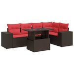 vidaXL Salon de jardin avec coussins 6Pièces marron résine tressée acacia
