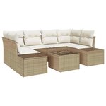 vidaXL Ensemble de canapé de jardin avec coussin 7 Pièces Beige et crème
