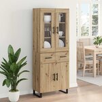 vidaXL Haut Armoire 2 Pièces Chêne artisanal Bois Aggloméré et Verre