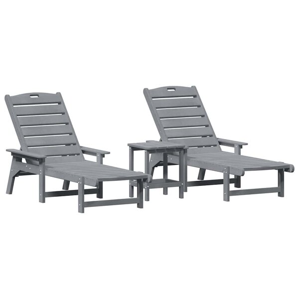 vidaXL Transat 3 pc Polyéthylène Gris clair