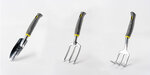 Lot de 3 outils de jardin - Suan - Fourche  râteau à fleurs et transplantoir - En aluminium