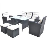 vidaXL Mobilier à dîner de jardin 6Pièces et coussins Résine tressée Noir