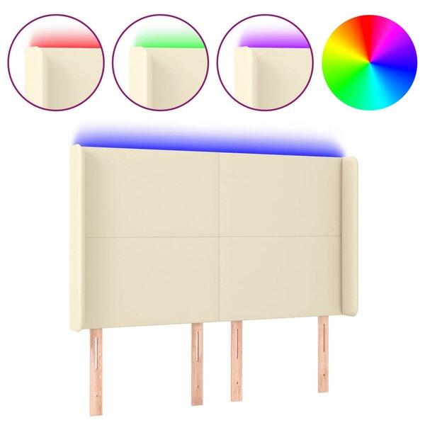 vidaXL Tête de lit à LED Crème 147x16x118/128 cm Similicuir