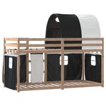 vidaXL Lit superposé avec rideaux blanc/noir 80x200 cm bois pin massif