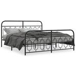 vidaXL Cadre de lit métal avec tête de lit/pied de lit noir 183x213 cm