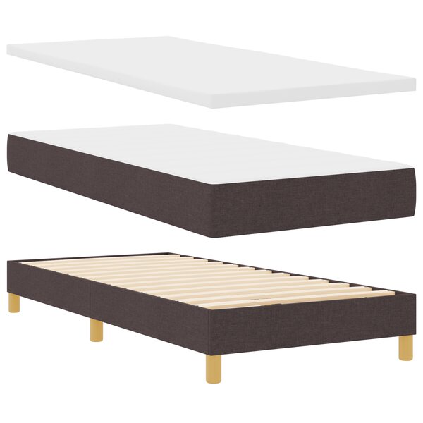 Lit Box Spring avec Matelas - Marron Foncé - 100x200 cm - Tissu