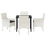 vidaXL Ensemble de salle à manger pour jardin 5 Pièces Blanc Poly rotin