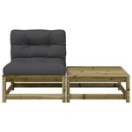 vidaXL Canapé de jardin sans accoudoirs avec coussins et repose-pieds