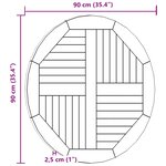 vidaXL Dessus de table Bois de teck solide Rond 2 5 cm 90 cm