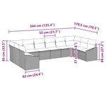 vidaXL Ensemble de Canapés avec coussin 10 Pièces Marron polyrotin